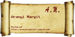 Aranyi Margit névjegykártya